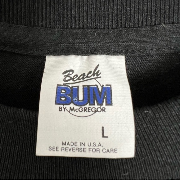 Vintage Beach Bum by McGregor Black Graphic T-shirt 90s Single Stitch USA Large - Picture 9 of 10